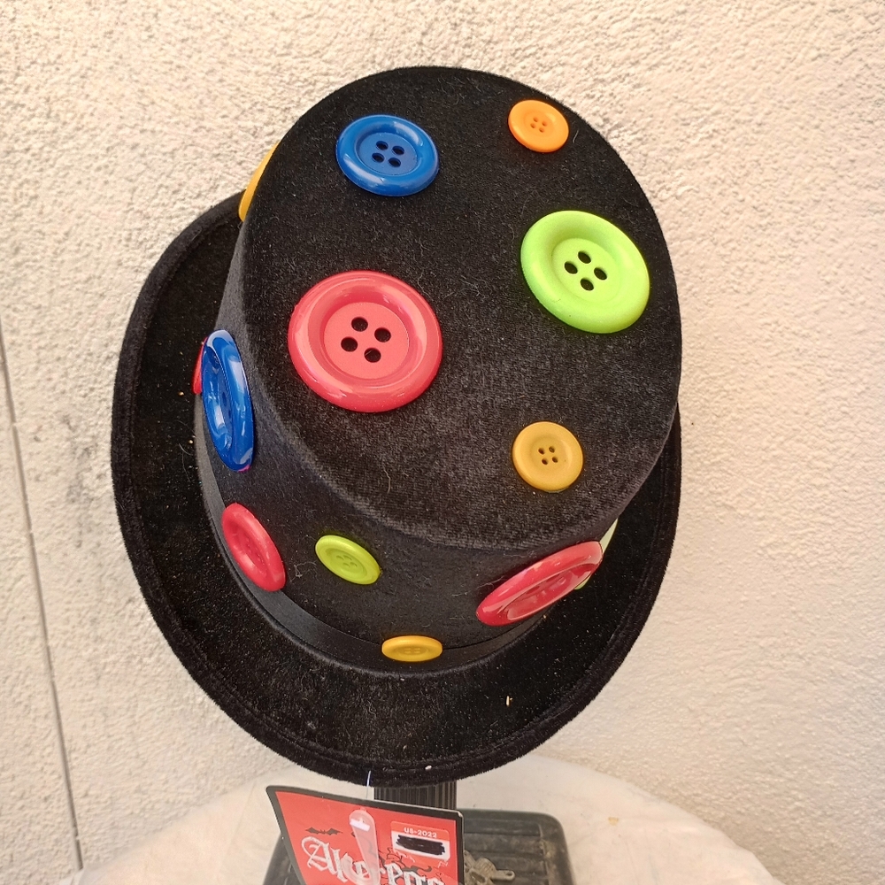 Alterego Top Hat with Buttons Festival Headwear Halloween Costume Party Black